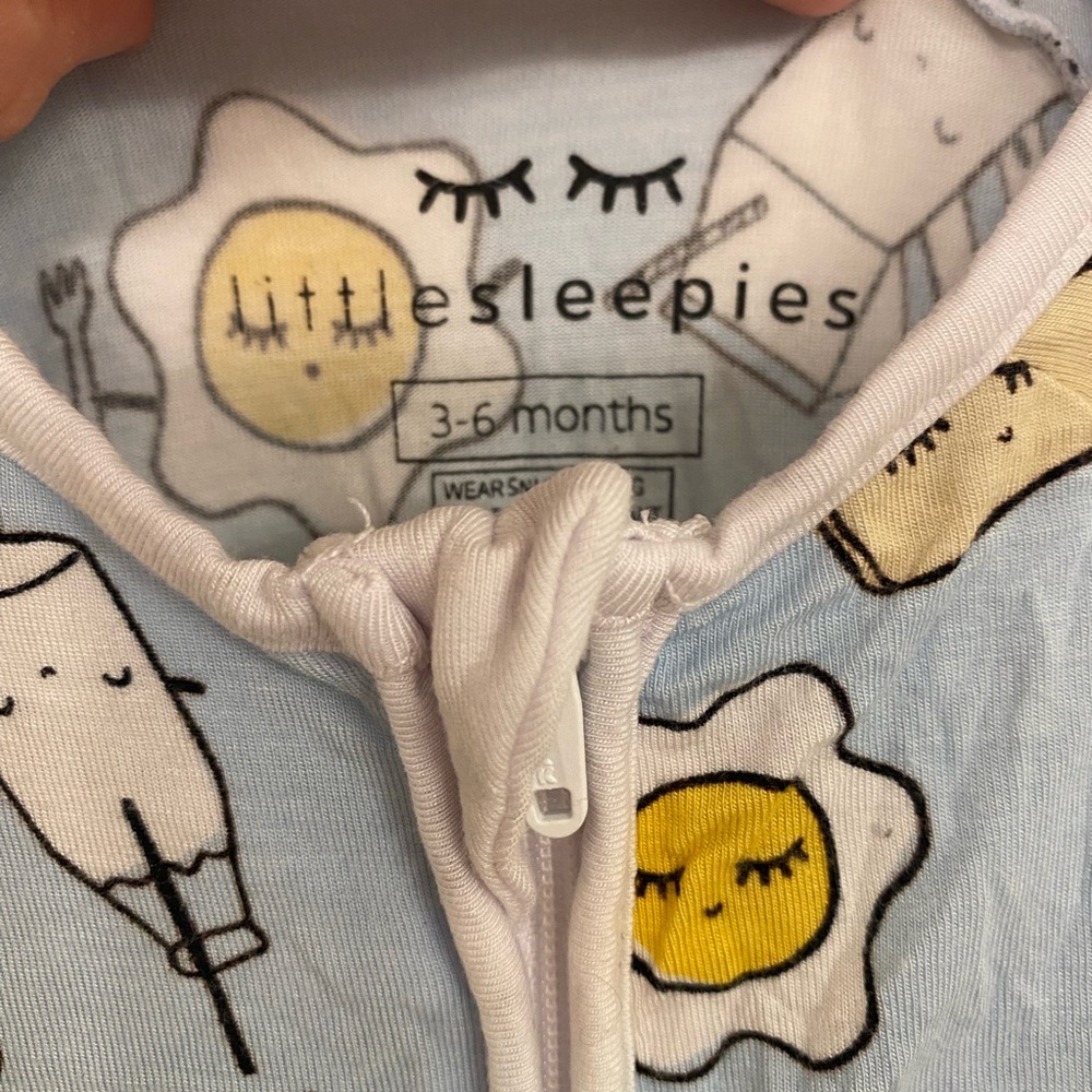 Little Sleepies Blue Pajamas with Egg and Toast Print